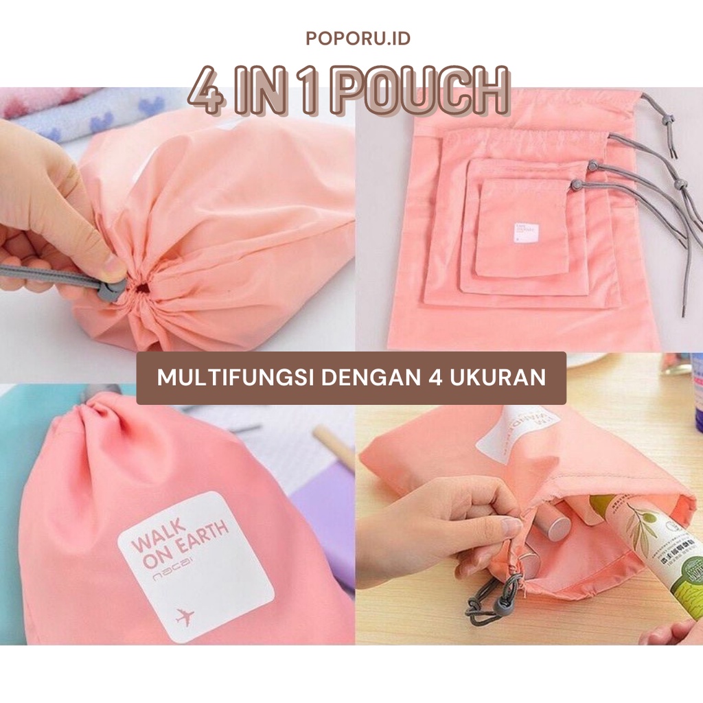 POPORU PARASUT STRING BAG - Tempat make up kosmetik tas serut pouch - travel magic drawstring multifunction