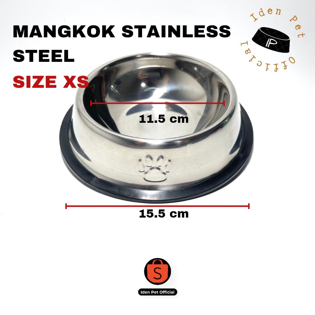 Mangkok Tempat Makan Minum Anjing Kucing Stainless Steel Pet Bowl Wadah Stainles Anti Selip