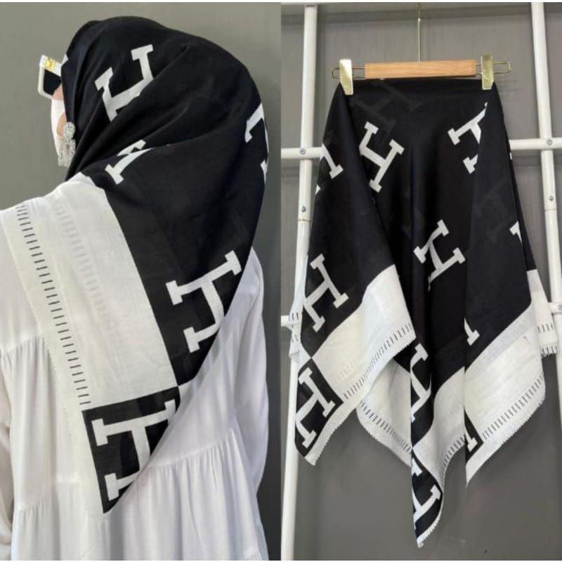 Hijab Quadrilateral Lv White Voal Premium Lasercut!!!