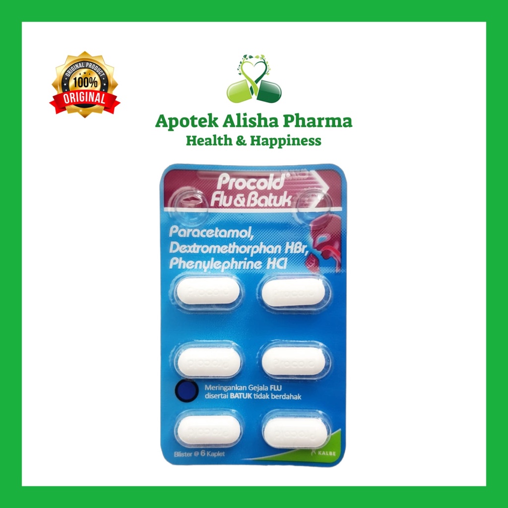 PROCOLD Strip 6 Tablet - Procold Flu Tablet / Procold Flu Batuk Tablet / Panas / Demam / Pusing / Sakit Kepala / Pereda Nyeri / Flu / Pilek / Influenza / Hidung Meler / Batuk / Prokol Tablet