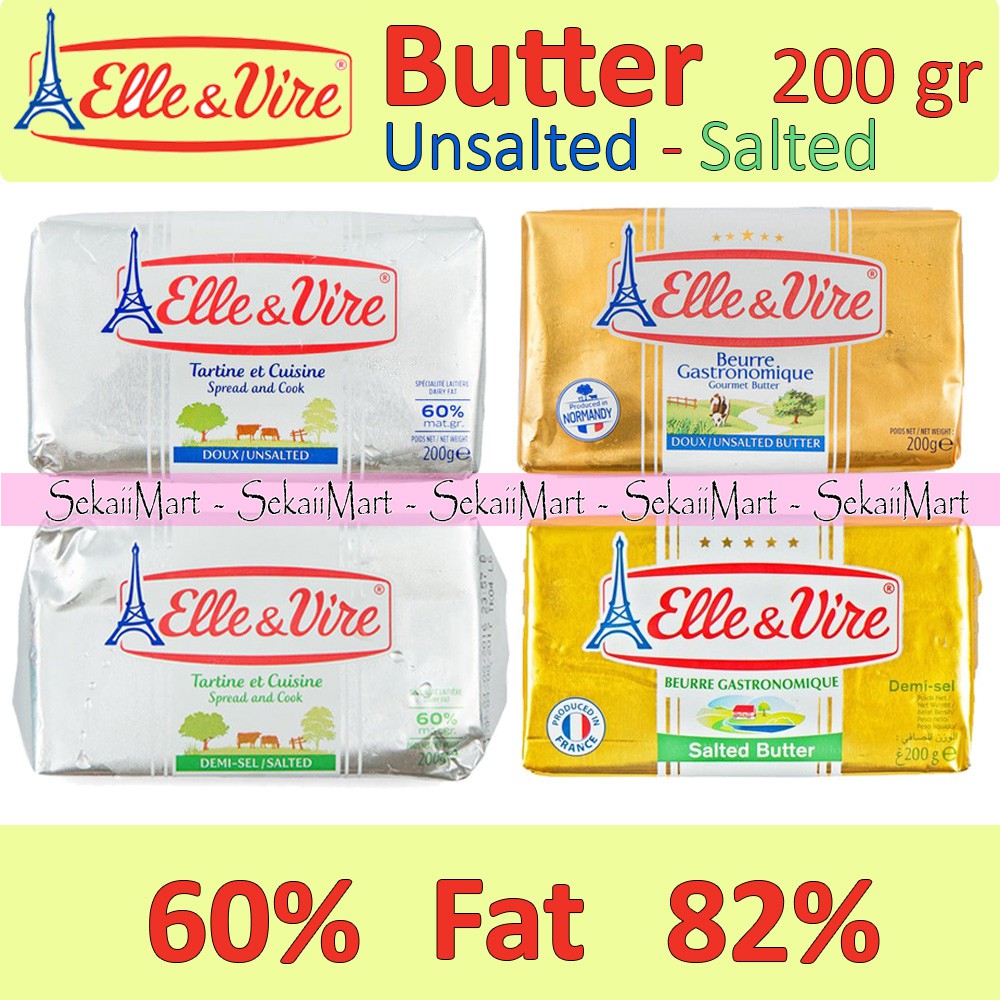 

ELLE VIRE Mentega Asin / Tawar 200g Blok - Elle&Vire Gold / Silver Butter Salted Unsalted Block