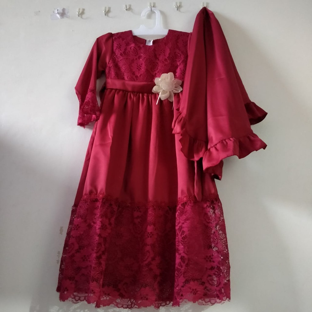 Baju Muslim Anak Perempuan 2-12 Tahun Gamis Anak Baju Pesta Murah Gamis Syar'I KA66