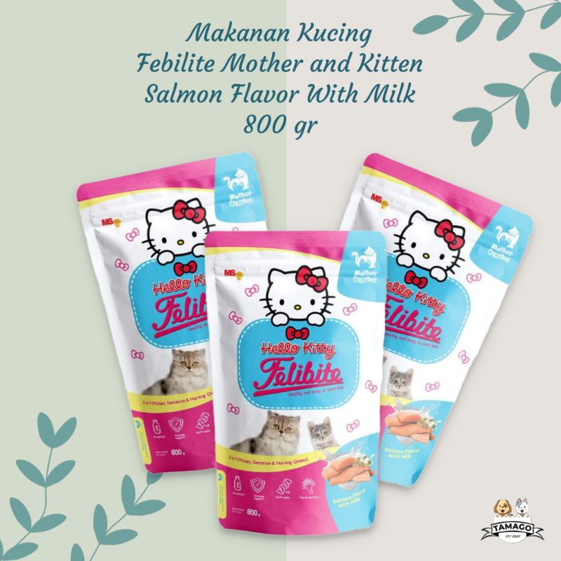 Makanan kucing Febilite Mother and Kitten frech pack salmon flavor with milk 800 gr Makassar