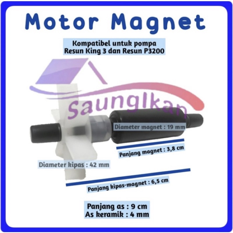 Rotor Magnet Kipas Pompa Celup Aquarium RESUN KING 3 PENGUIN 3200