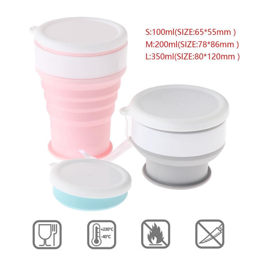 Chookyy100 /200/350ml Collapsible Silicone Cup Perlengkapan Travel Teleskopik Rumah Tangga Mug Minum Lipat