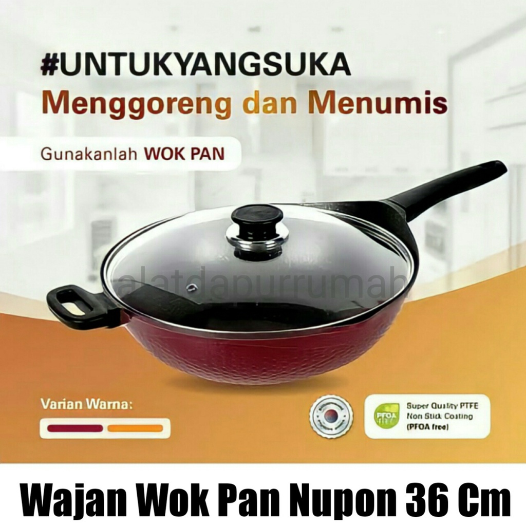NUPON Wajan Wok Pan 36 Cm Keramik Panci Penggorengan Serbaguna Peralatan Masak Anti Lengket
