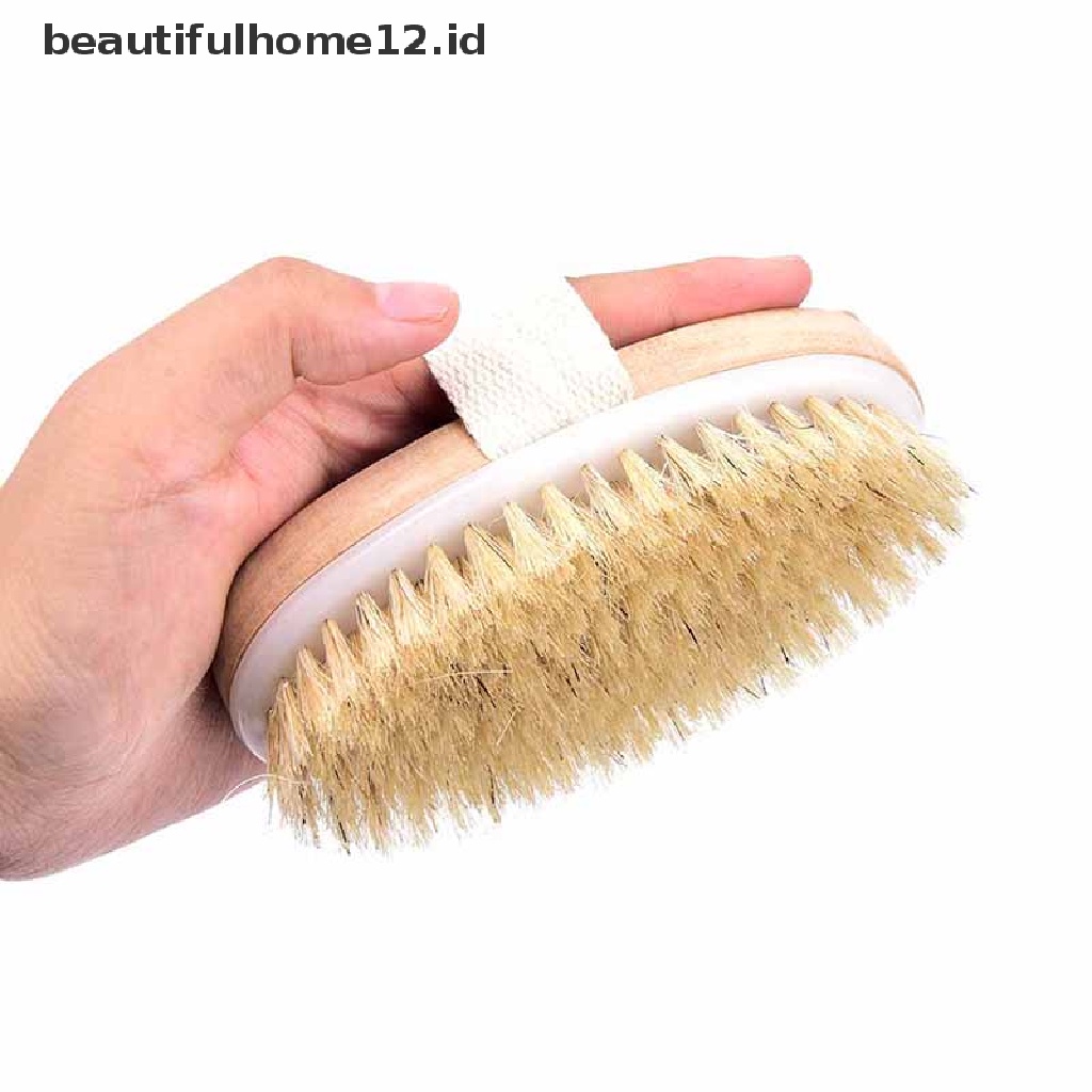 【beautifulhome12.id】 New 1pc dry skin body natural bristle brush soft spa brush bath massager home .