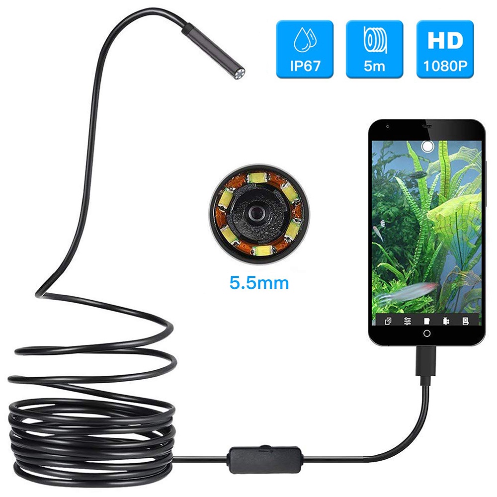 ENDOSCOPE KABEL Camera Android 5M 5.5MM LENS Pengintai Android MICRO USB DAN TYPE C