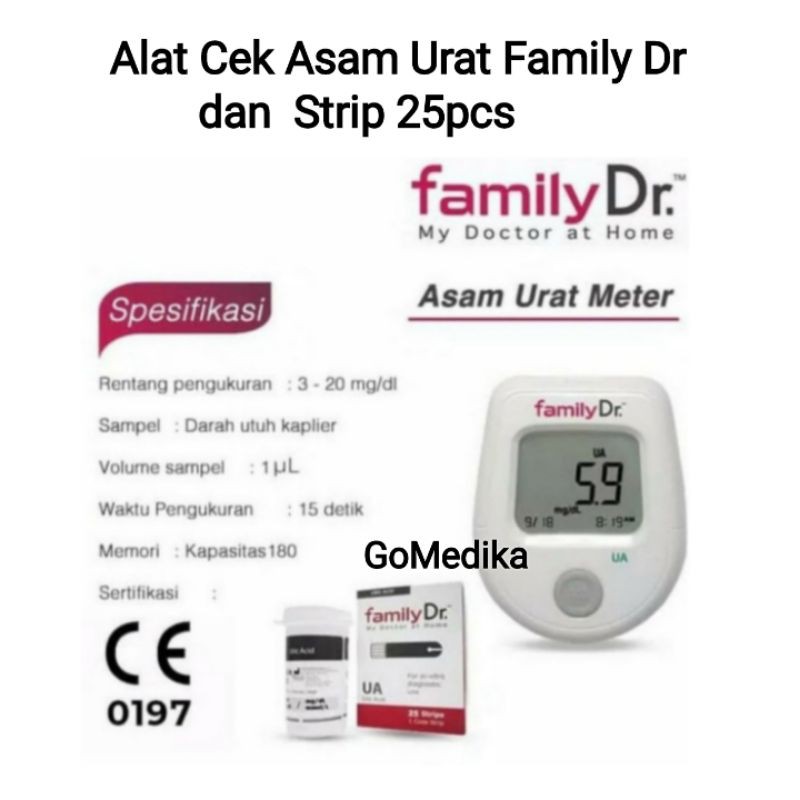 Alat Cek Asam Urat Family Dr dan Strip 25pcs Uric Acid