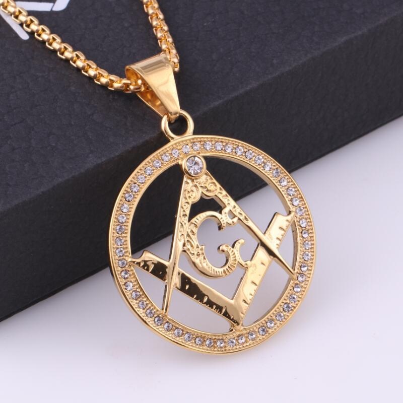 Kalung Liontin Freemasonry Bahan Zircon Untuk Pria