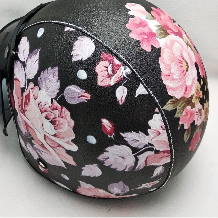 Flash Shop Helm bogo retro Kulit Dark Rose shabby chic Kaca Bubble Helm cewek cewe - Bagus