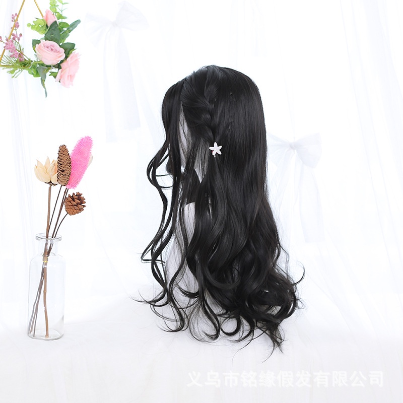 LOL-14 wig rambut palsu wanita princess wavy hitam kpop curly cosplay daily