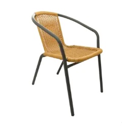 soleil kursi teras / CHAIR STEEL WICKER HONEY BROWN / kursi coffe / kursi taman / kursi outdoor