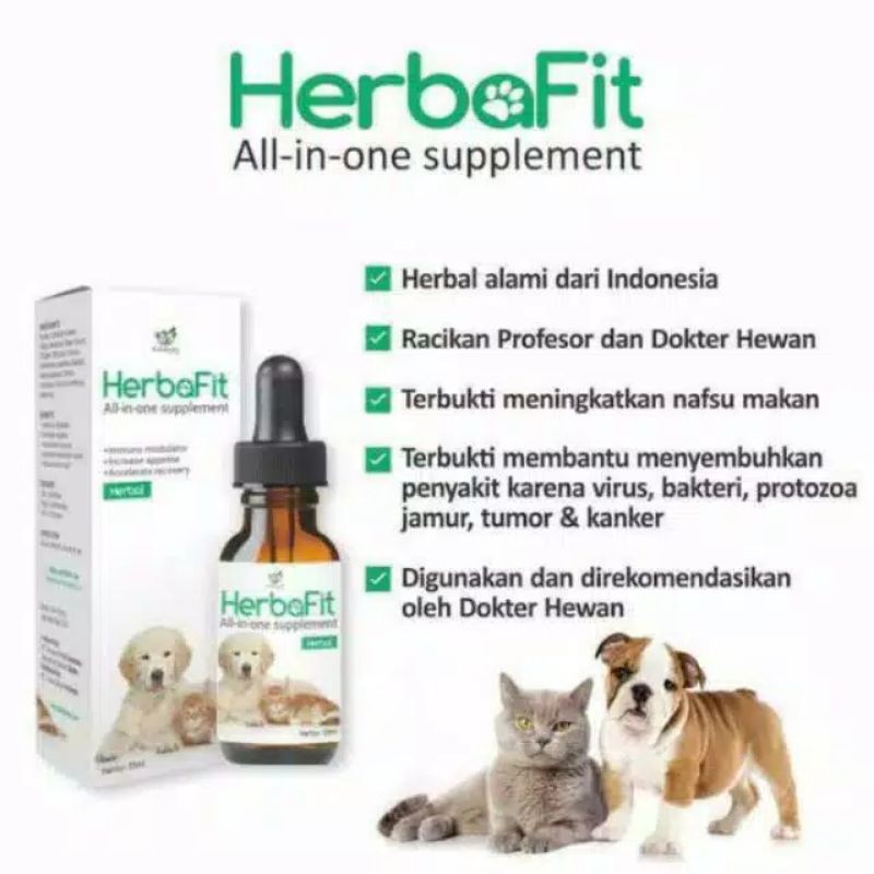 Herbafit 10ml / Multivitamin Suplement Anjing Kucing / Penambah Nafsu Makan Kucing Anjing