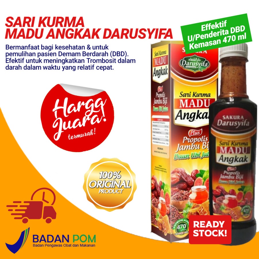 

Original sari kurma madu angkak propolis jambu biji darusyifa obat herbal demam berdarah typus BPOM