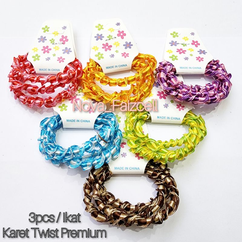 3pcs / Ikat - Karet Rambut Twist Premium Anak dan Remaja