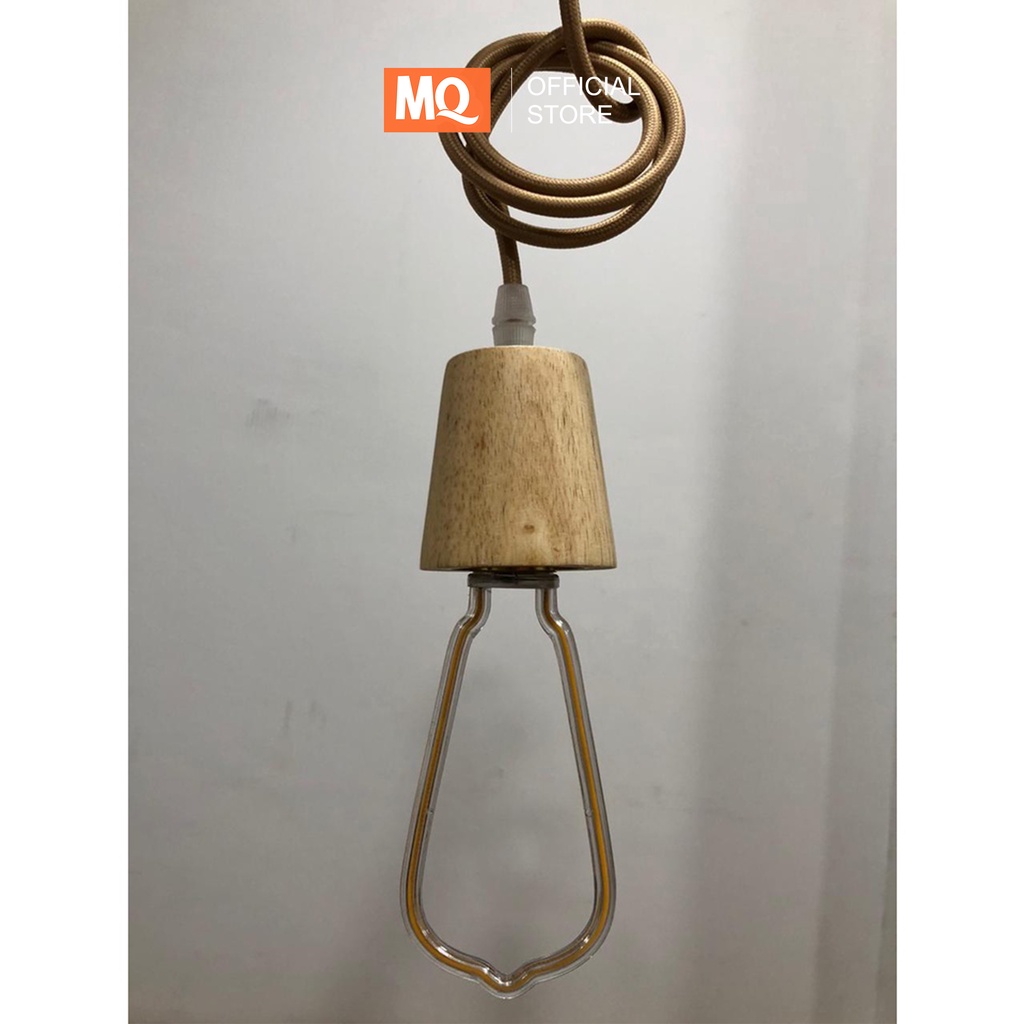 MQ Fitting Gantung KAYU terkeren termurah EELEGAN Edison filamen KAYU cafe Retro  - Fitting E27