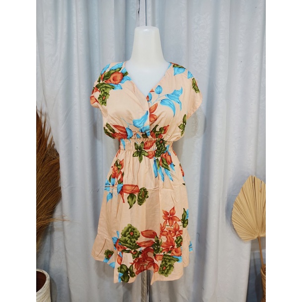 DASTER MINI MOZA RAMPEL BUSUI FRIENDLY MOTIF-Daun Bunga Peach