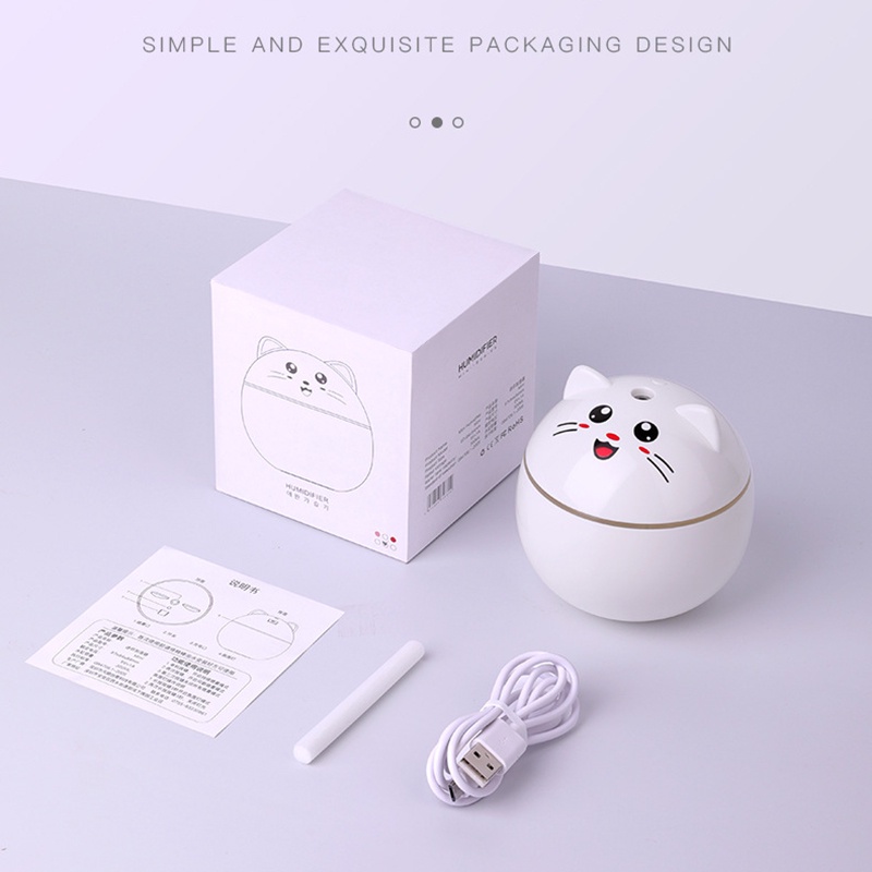 Humidifier Diffuser Minyak Esensial Mini Bentuk Kucing Dengan Usb Untuk Kantor Dan Rumah