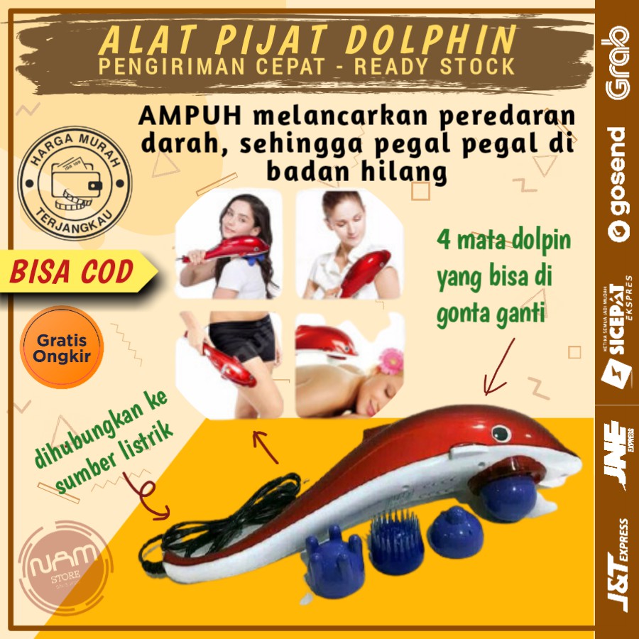 ALAT PIJAT DOLPHIN TERAPI MASSAGE ELEKTRIK KESEHATAN WAJAH KEPALA PUNGGUNG PINGGANG MEDIS INFRARED