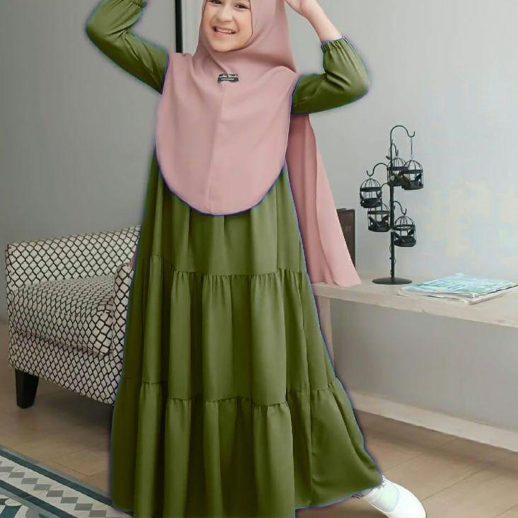 (TERBAIK) Hanum Dress Gamis Jumbo Polos Rayon Tebal LD 120 & 110 Longdress Rempel Susun Terbaru