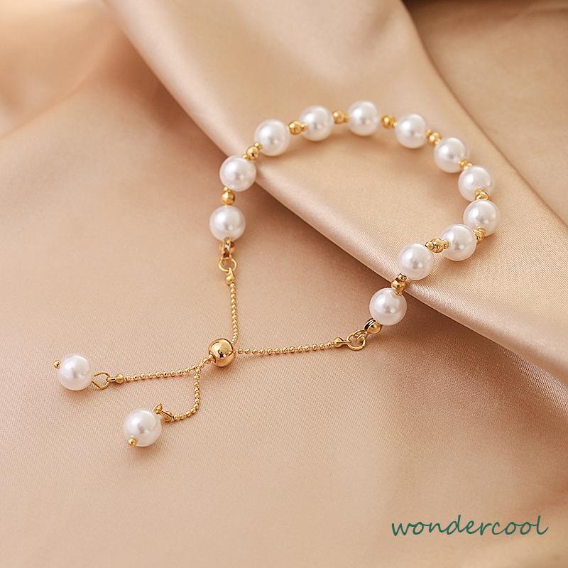 Gelang Tangan Mutiara Imitasi Simple Elegan Untuk Wanita -Won