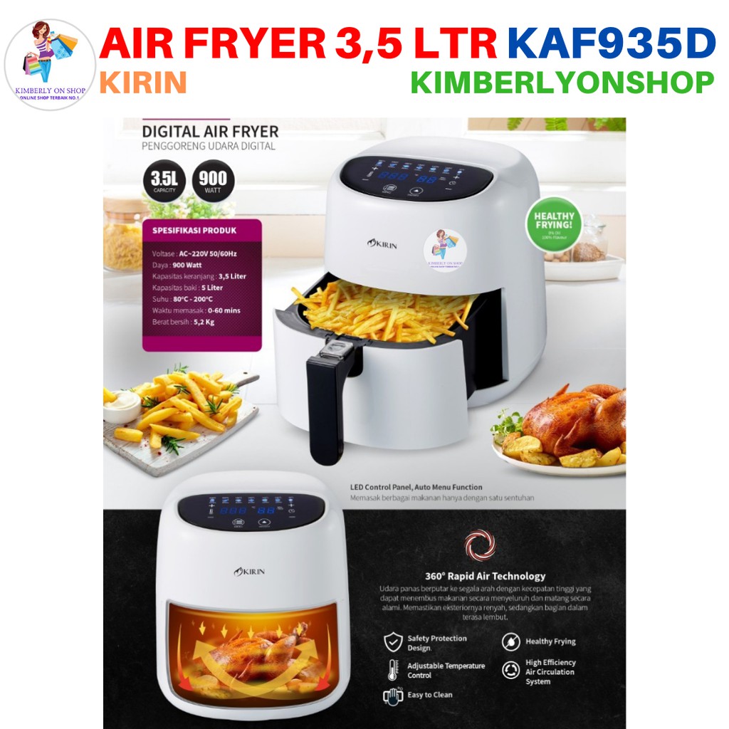 Digital Air Fryer 3,5 L 900W KAF 935D Alat Goreng