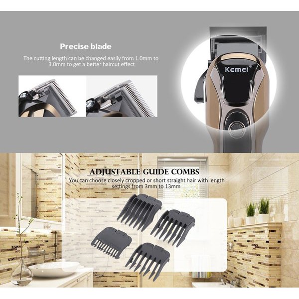 Original KEMEI Alat Cukur Rambut Turbo Hair Clipper Cordless KM-1990