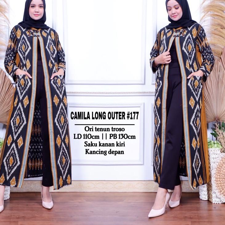 Langsung Beliii.. Long Cardi Bahan Tenun Troso Premium Long Outer Tenun Camila Outer