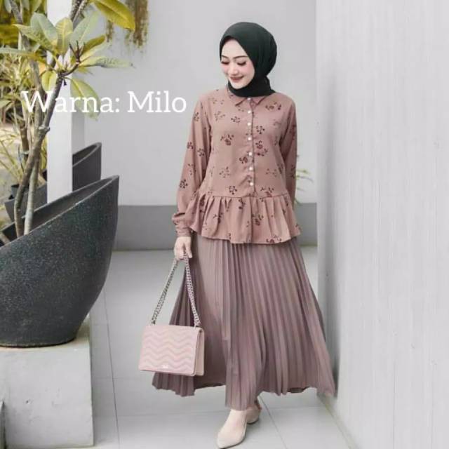 Rok Plisket Payung Polos Panjang Premium Pleated Wanita Tania Skirt