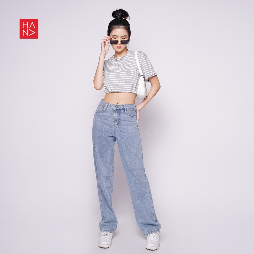 Hana Fashion - Helen Crop Tee / T-shirt Crop Wanita Korean Style - TS357