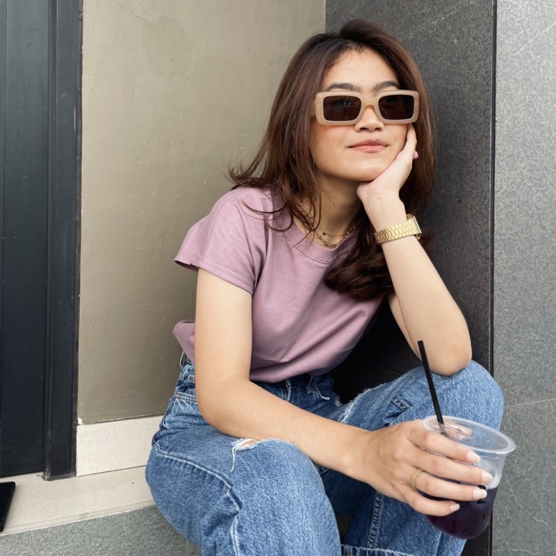 Kaos Basic Polos Wanita Lengan Pendek Tshirt Drape casual bahan 24S Cotton Combed