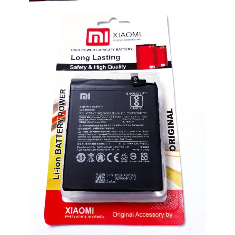 Batre Baterai Battery Hp Xiaomi Redmi Note 4X BN43 Original Battery Hp