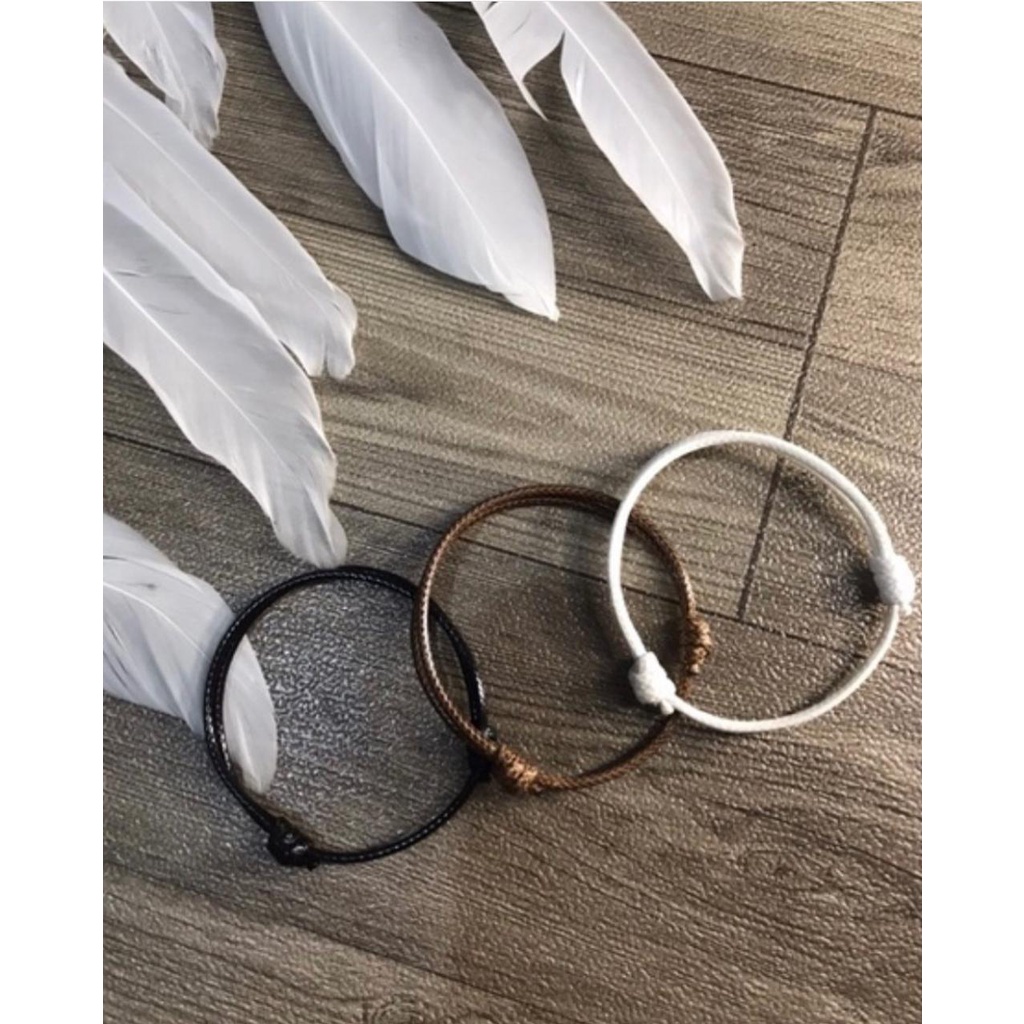 GELANG POLOS COUPLE#Tali Korea HITAM~PUTIH~COKLAT-5