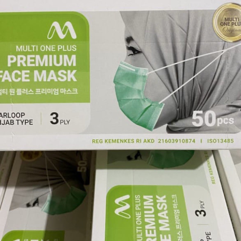 Masker Hijab Multi One Plus 3 ply/ 3 lapis isi 50 pcs/ masker medis/ masker murah