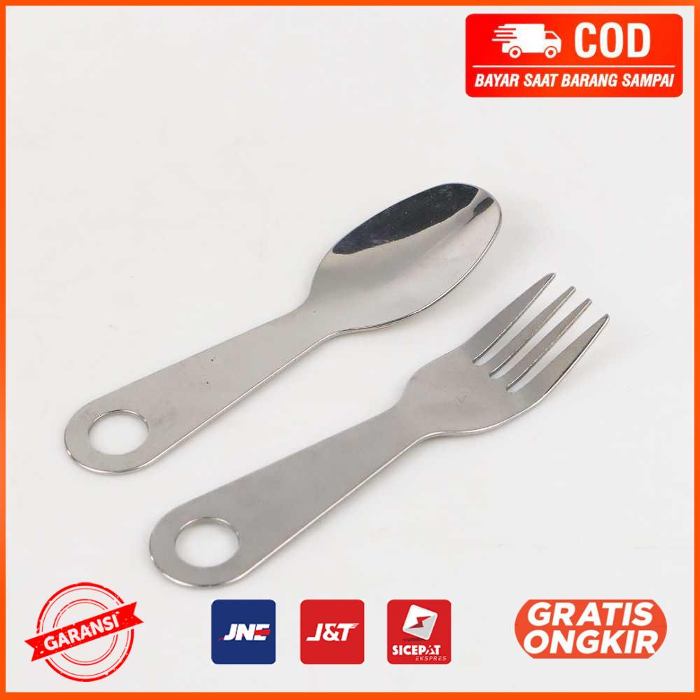 Outdoor Sendok Garpu Pisau Lipat Multitool Stainless Steel SV4