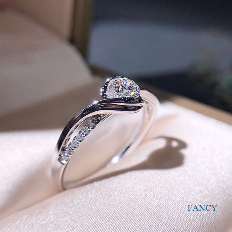 Cincin Sterling Silver 925 Dengan Zircon Bentuk Hati Untuk Wanita