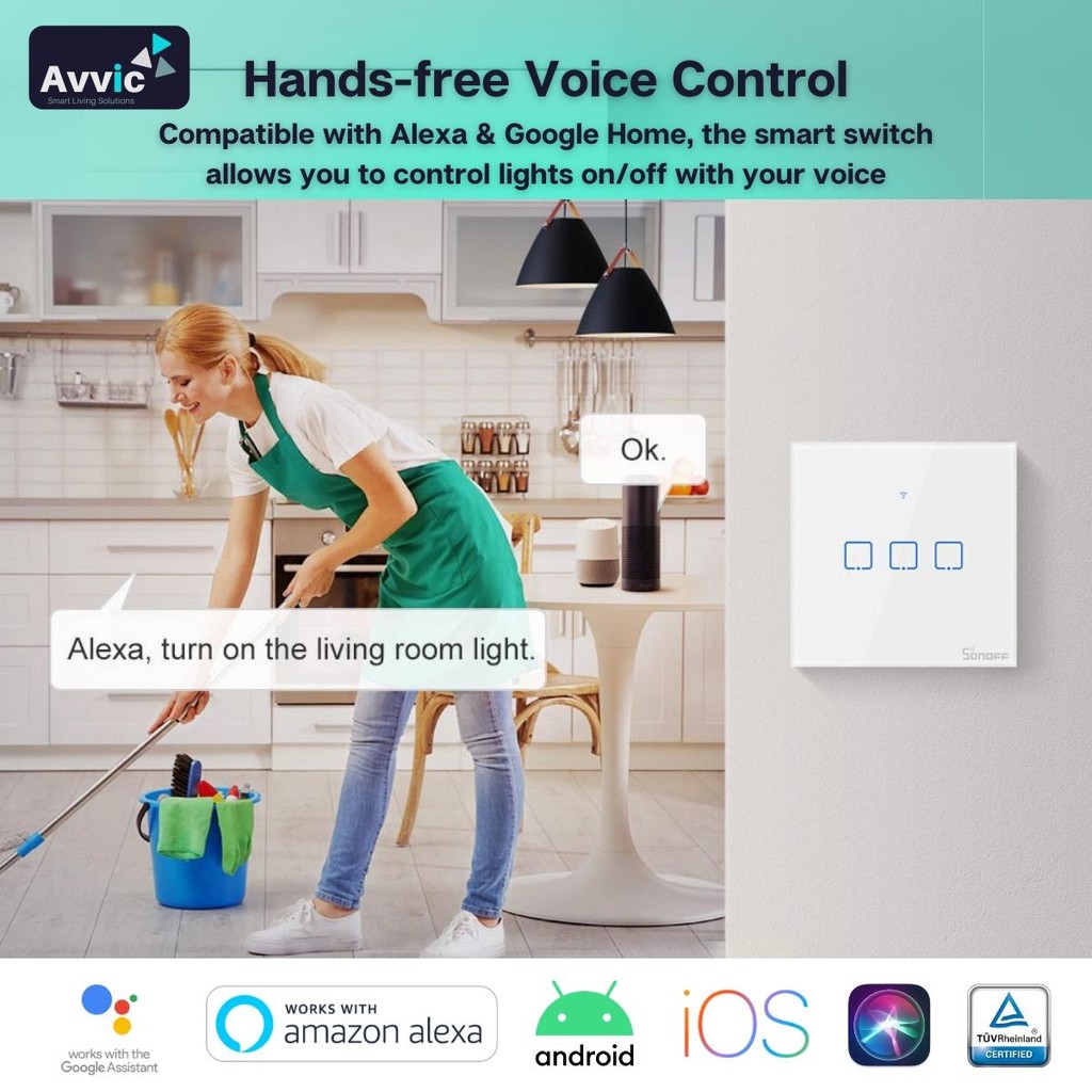 Sonoff Smart Touch TX T0 EU 2Gang/Tombol - Saklar Lampu Dinding Pintar Smart Home Switch Saklar