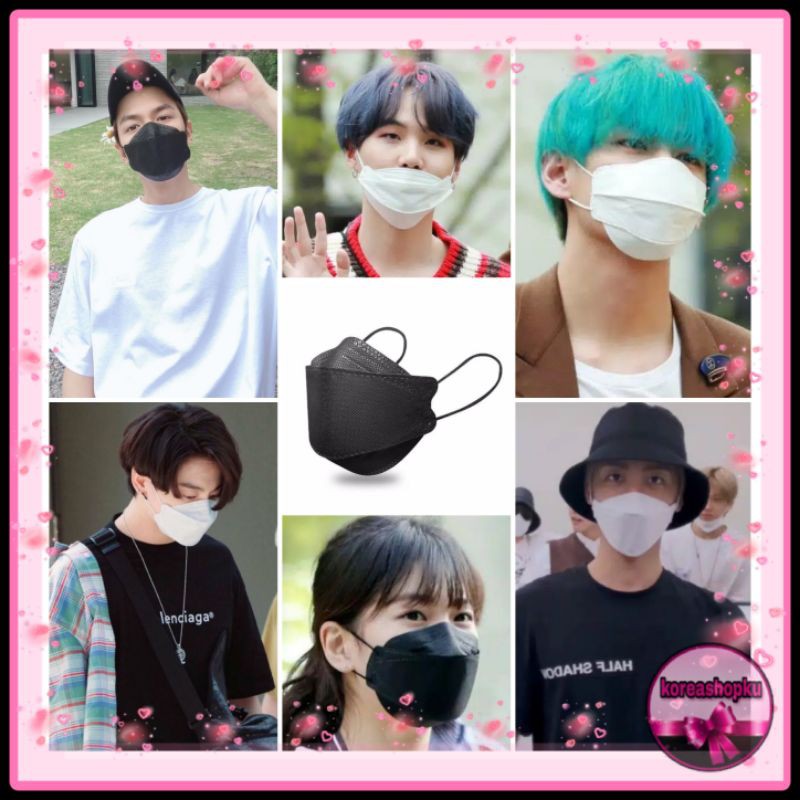 MASKER MULUT 3D KPOP IDOL MASK HITAM PUTIH KOREA KOREAN