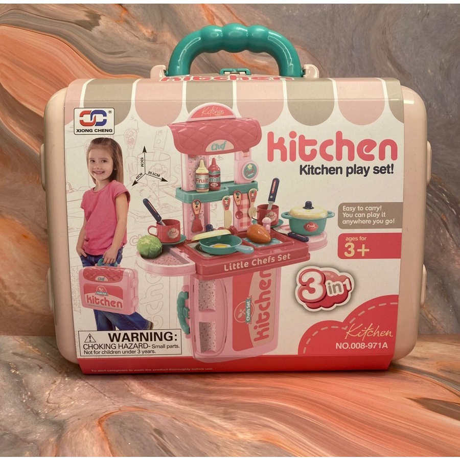 BEST SELLER Mainan Montessori Anak Perempuan 3 4 5 Tahun Mainan Belajar Masak Masakan set / Kitchen 3in1 Play Set Little Chefs Set No.A333-26  - Kado Mainan Anak Perempuan Murah Mainan Dapur