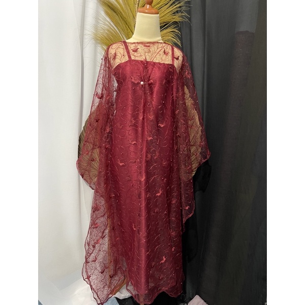 setelan kaftan pesta tile mutiara pearl dress kondangan bridesmaid