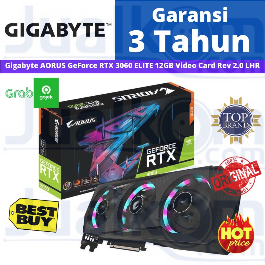 Gigabyte AORUS GeForce RTX 3060 ELITE 12GB Video Card Rev 2.0 LHR