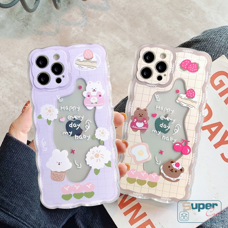 Soft Case Bahan Tpu Motif Beruang Kelinci Untuk iPhone 11 12 13 pro Max 8plus 7 6 6s 8 plus X XR XS Max SE 2020