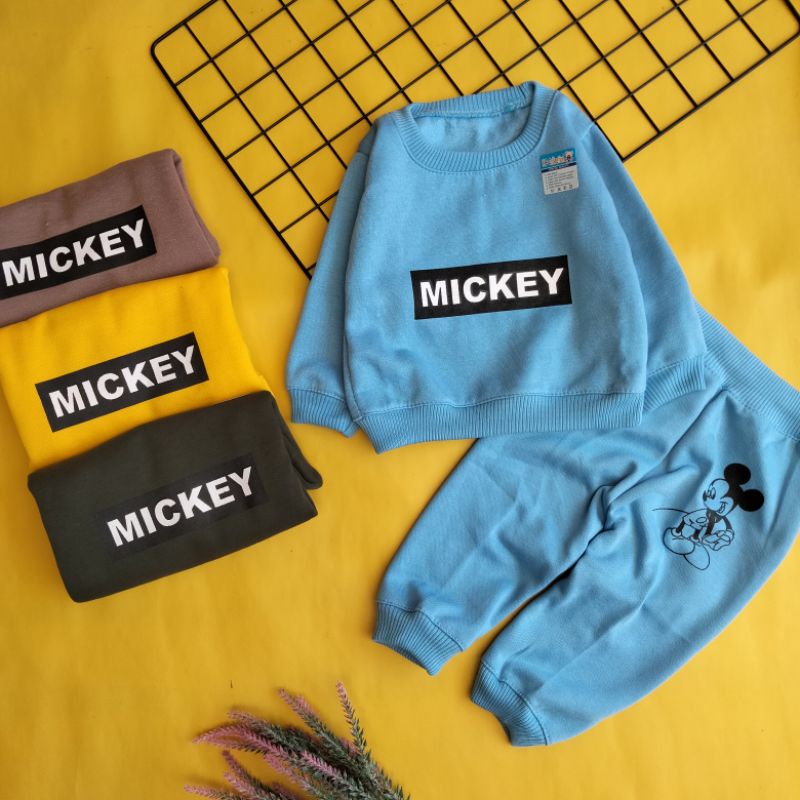 set sweater fleece bayi 3-12 bulan motif miky