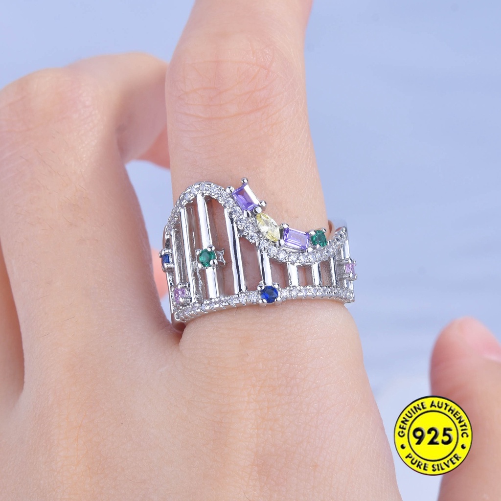 Cincin Model Terbuka Adjustable Bahan S925 Silver Untuk Wanita