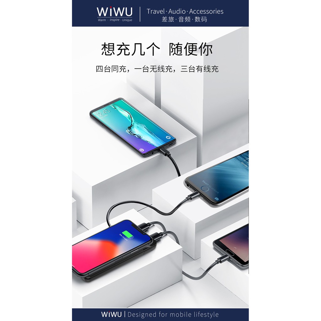 WIWU PD POWERBANK W2 - PD 18W Powerbank 10000mAh and Wireless Charging - Powerbank &amp; Wireless Charge