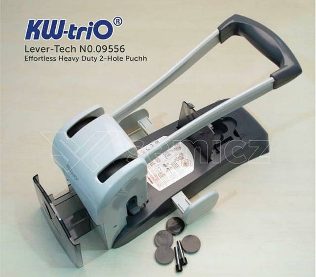 Pembolong 200 halaman/kw-Trio 9556 Lever-Tech Heavy Duty 2 hole + 4 hole Punch. GARANSI 1thn!