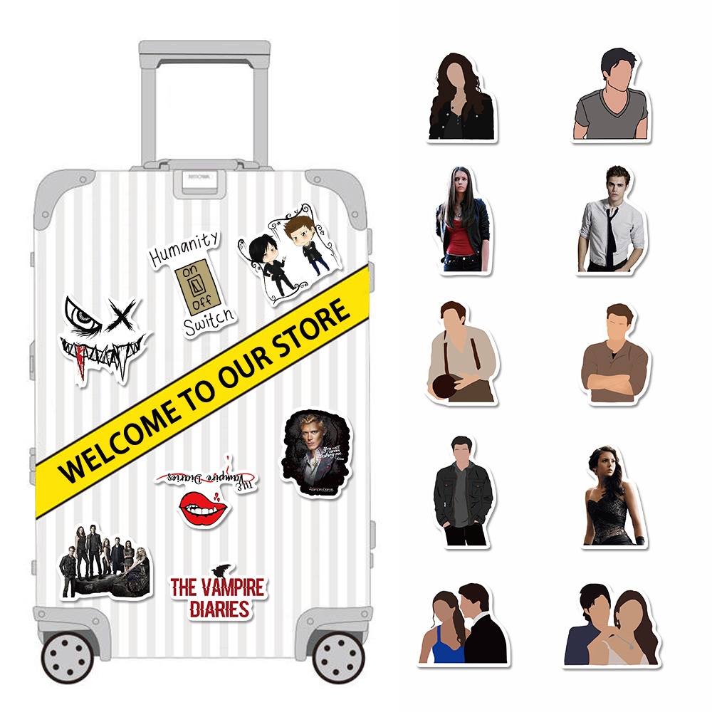 50 Pcs Stiker Seri Tv Amerika Vampire Diaries Tahan Air Untuk Dekorasi Laptop Kaca Gitar