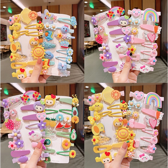 Jepitan Rambut Korea Anak Perempuan Motif Bunga 1 Set 14 Pcs Aksesoris Jepitan Rambut Perempuan bahan import AK109