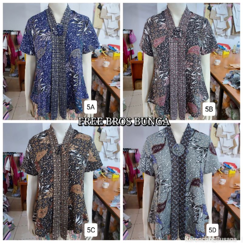 (ld100) Kebaya Floy motif lengan pendek bahan BSY foil. KeroncongBusana